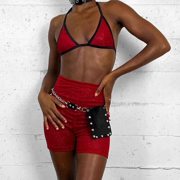 Sheer Glitter Mini Shorts - BLACK GLITTER - Picture 2 of 2